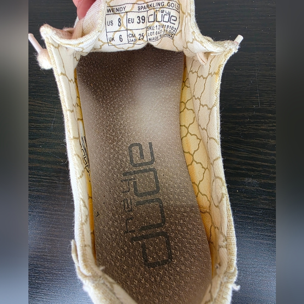 Hey Dude Wendy Sparkling Gold Women's Canvas Lightweight Shoes Loafers Size 8 - Picture 12 of 14